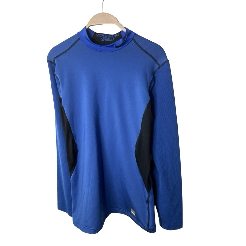Nike Pro Combat Hyperwarm Mens Medium Blue Mock Neck Dri-FIT Compression Shirt
